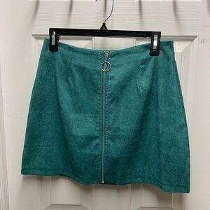 SHEIN Teal Zip-Front Mini Skirt